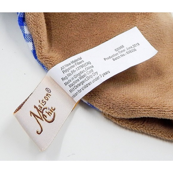 Maison Chic Horse Pony Blue Gingham Check Lovey Security Blanket Pacifier Holder - Picture 8 of 8